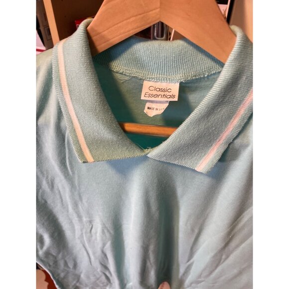 Classic Essentials Light Blue Sleeveless Polo Collared Top SZ Medium - Picture 4 of 6